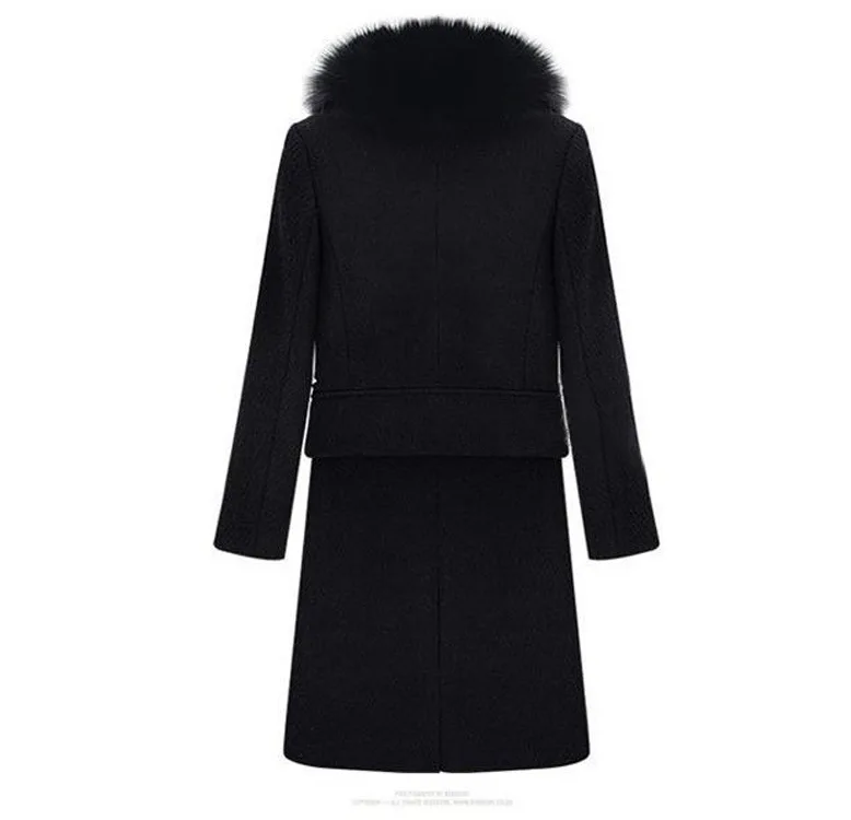 

Plus Size 2018 New Women Fur Collar Woolen Coat Autumn Winter Thickening Warm Slim Coats Vintage Long Outerwear