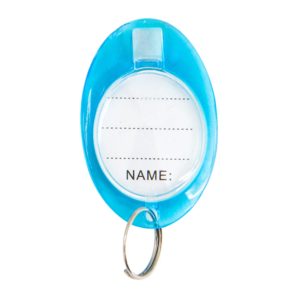 

50pcs Plastic Durable Key Fobs Keychain Baggage ID Tags with Split Ring Label Window for Home Key Cabinet Offices Hotel