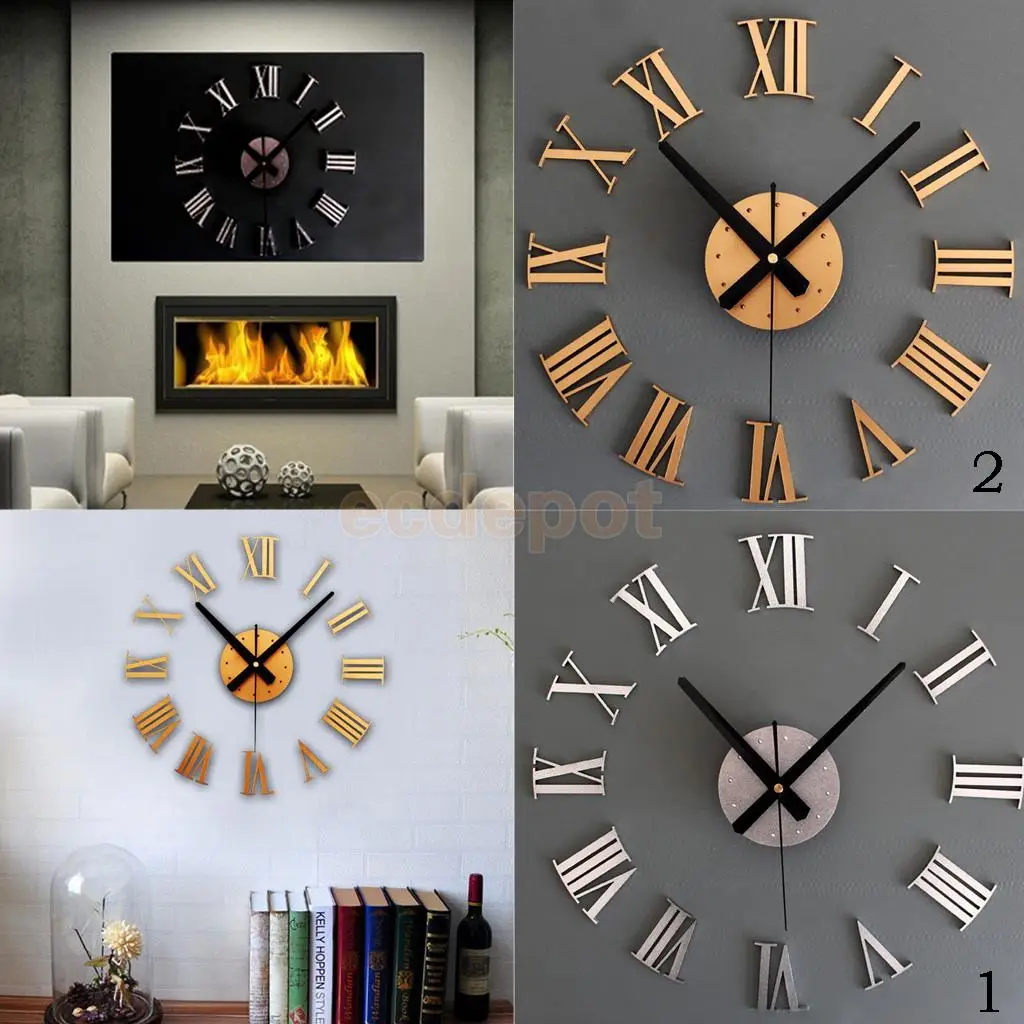 Creative DIY 3D Home Decorative Wall Clocks Art Decor Quartz Mechanism