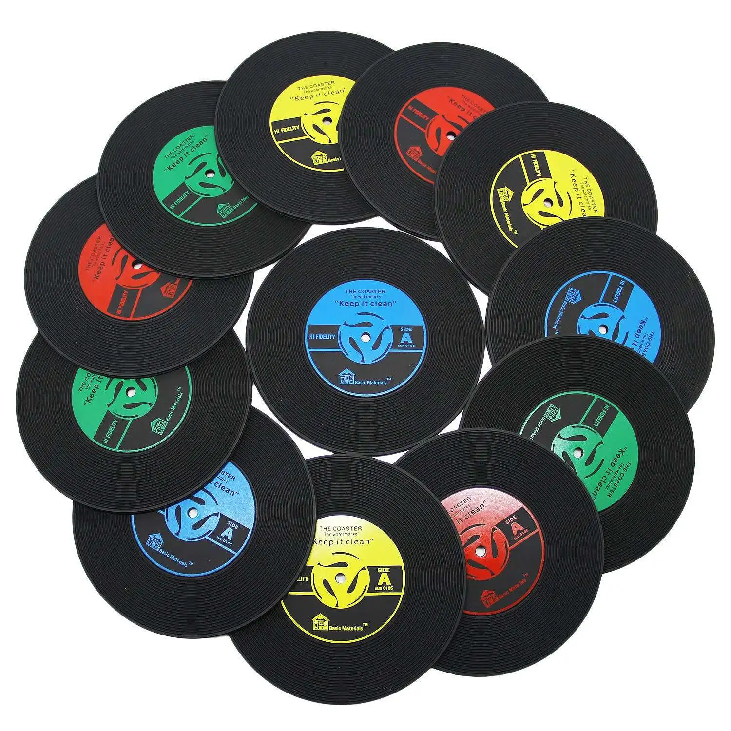 

A Set Of 12 Record Disk Coasters-Desktop Protection Prevents Furniture Damage-Silicone Coasters