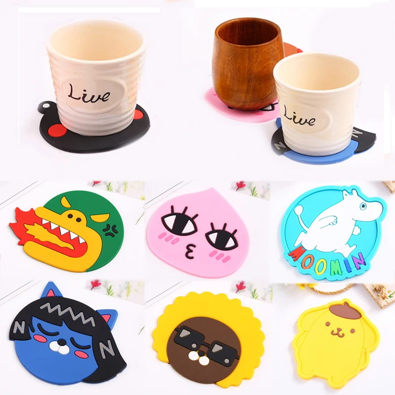 

Cartoon Kitchen Supplies Coaster 1 Pcs Bar Mug Dining Table Silicone Placemat Cup Mat Drink Pads Kitchen Accessories