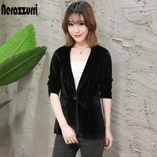 Nerazzurri ladies blazers fashionable work wear jacket elegant plus size slim red black women blazers and jackets velvet blazer
