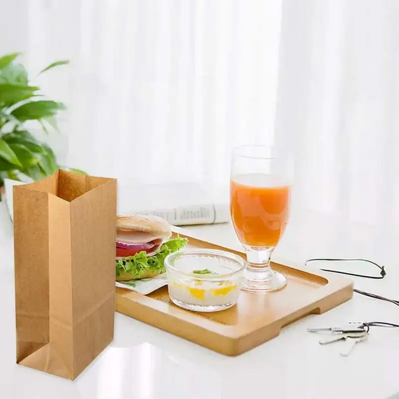 

50 PCS Kraft Paper Lunch Bread Bag Durable Kraft Paper Paper Snack Bag 100% Recycled Lunch Bag Eco-friendly Europe Home Products