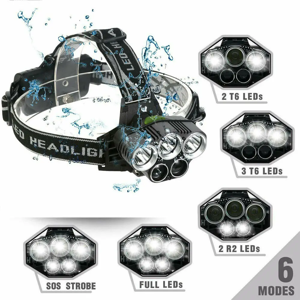 

New Arrival Super-bright 90000LM T6 LED Headlamp Headlight Torch Rechargeable Flashlight Headlamps Hot