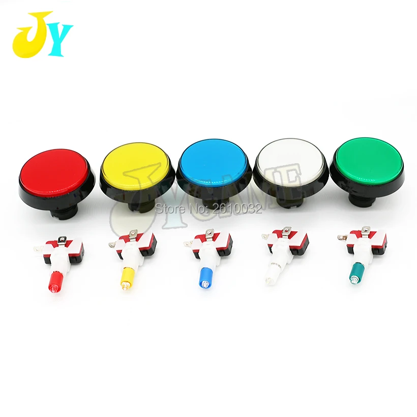 

1pcs 60mm Round LED Light Arcade Button 12V Illuminated push button with LED blub microswitch Large game machine accessories