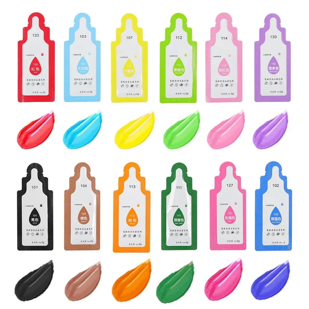 

12Pcs Edible Food Pigment Coloring Healthy Safe Fondant Cake Decorating Tools Macaron Cream Cake Baking Pastry Tools