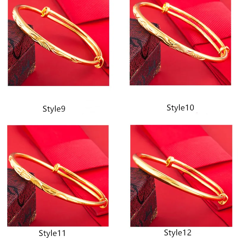 

12 Types 24K Bracelet for Women Star Phoenix Fish Shape Gold Color Plated Adjustable Fashion Bracelet Exquisite Carve Work