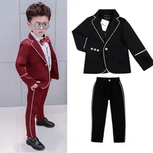 Детский костюм с блейзером, костюмы для мальчиков, куртки г. Весеннее хлопковое пальто, Штаны Костюмы для мальчиков из 2 предметов строгий костюм для свадьбы