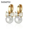 Pearls Crystal Zircon Gold Color Stud Earrings For Women Bijoux Aros Brincos Ouro Bijouteria Earings Fashion Jewelry E0310 ► Photo 1/6