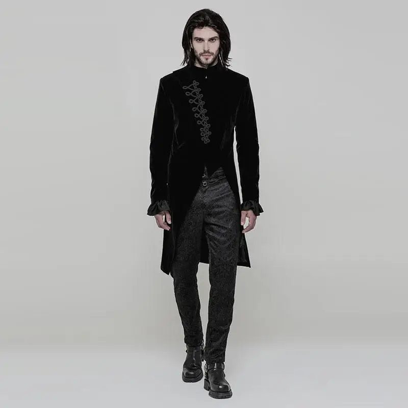 

Punk Rave Men's Gothic Asymmetry Disa Floret High/low Coat Y-867