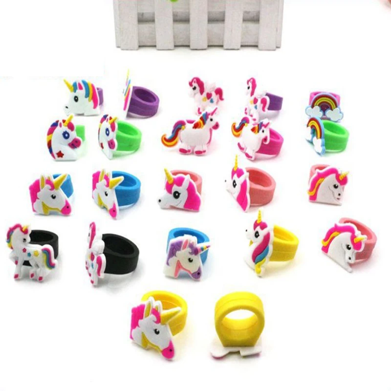 

10 Pcs/lot Creative Unicorn Ring Child Toy Rings Unicorn Party Favor Birthday Party Decorations Kids Gifts