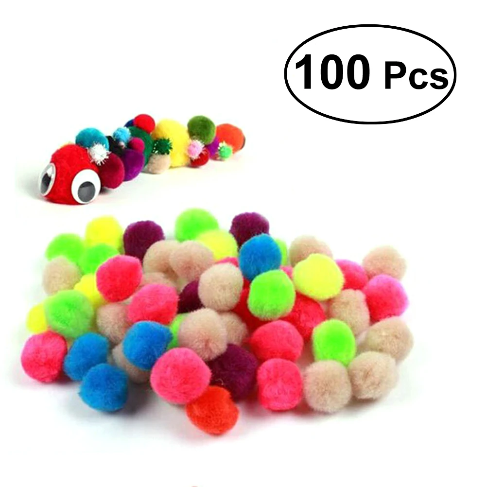 100 pcs 25mm Ассорти Pom Poms пушистые шары для DIY Creative ремесленные украшения DIY игрушки (разноцветные)