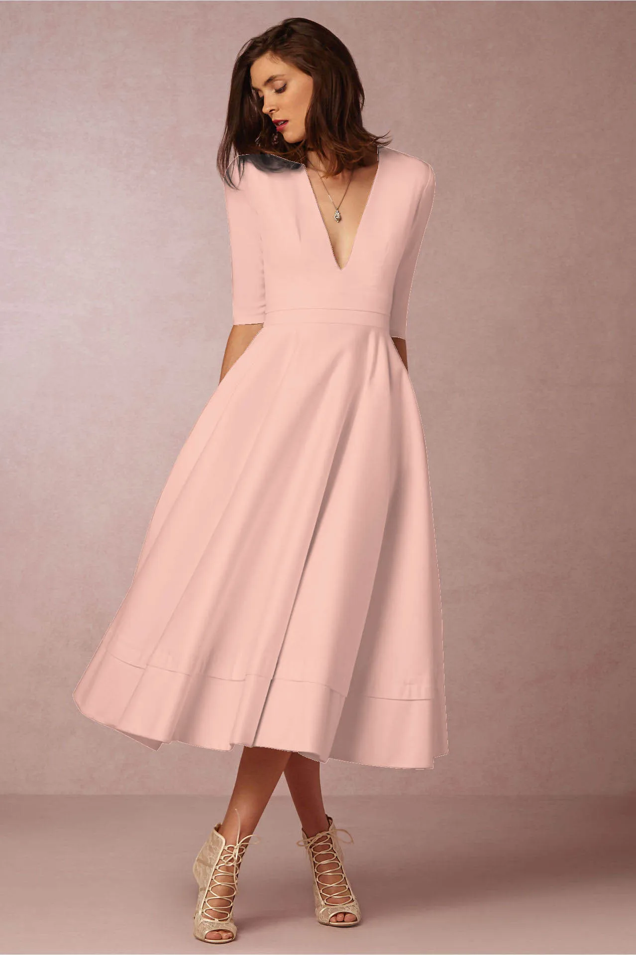 Femmes Soild Tenue En Noir blanc Genou rouge Décontractée bleu rose Lignes longueur Ceintures Lanterne À Printemps Col Élégant Robe vert orange V Vintage Manches pourpre Demi 2019 qTE8P