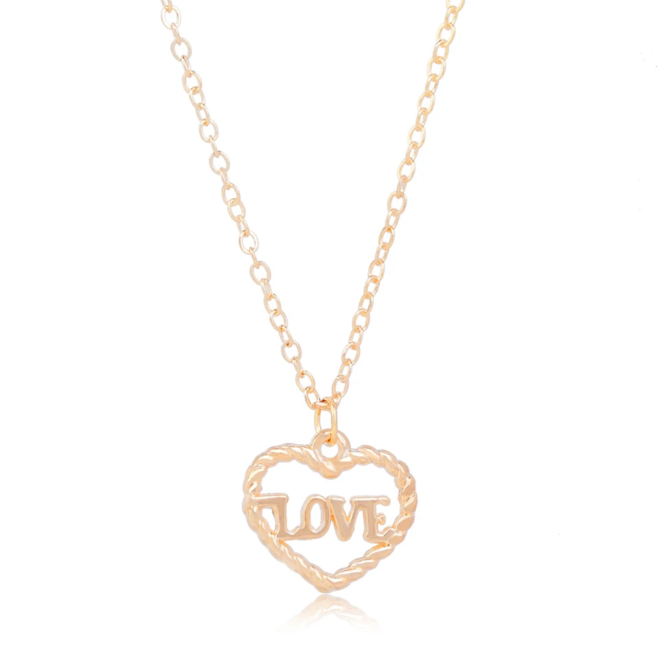 

Cute Romantic Love Heart Necklaces With Pendants For Women Handmade Trendy Jewelry Female Gifts For Girls Gold And Silver Color