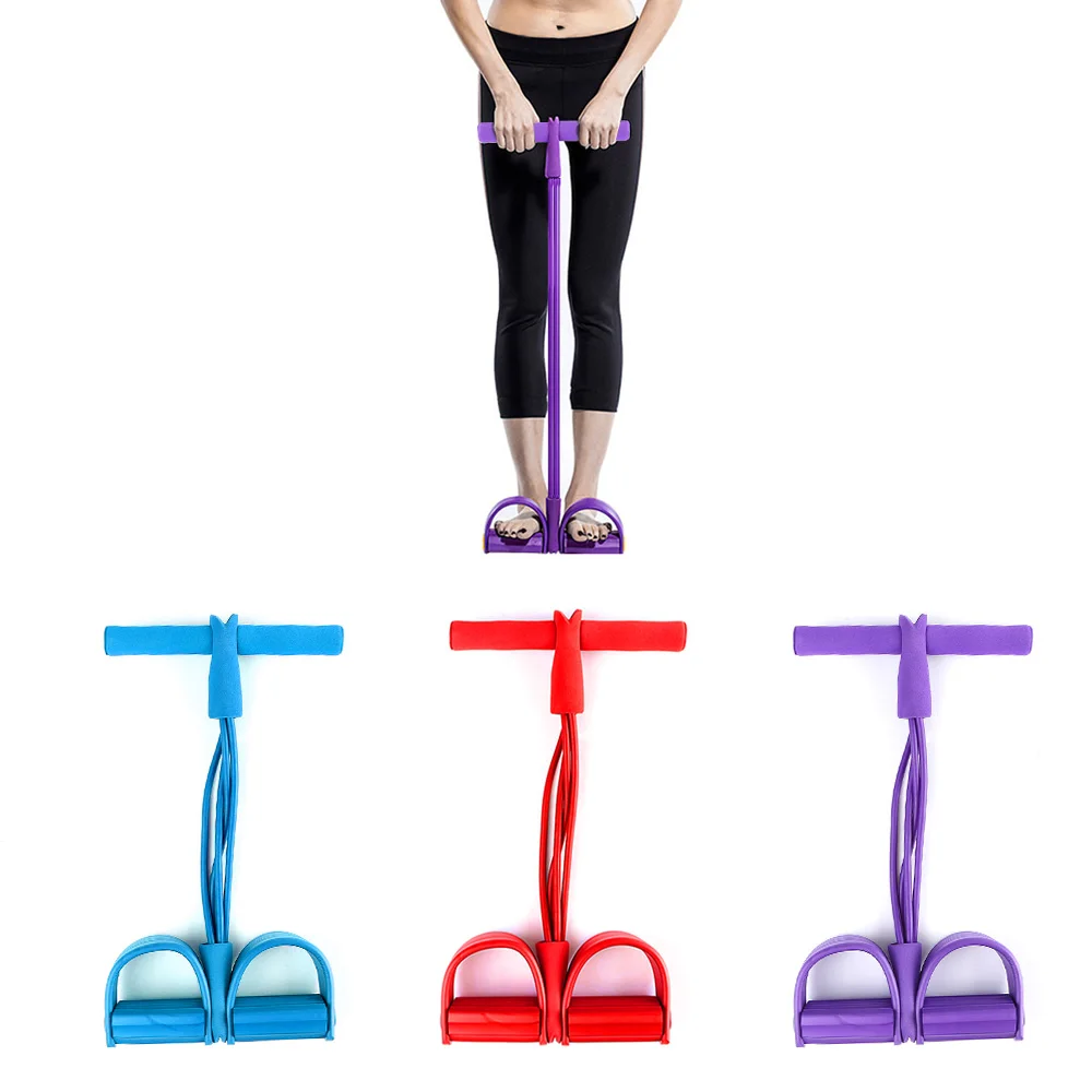 

4 Tube Fitness Resistance Bands Elastic Sit-up Pull Rope Pedal Exerciser Bodybuilding Expander for Abdomen Waist Arm Leg
