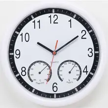 Бесшумные кварцевые настенные часы с термометром и гигрометром для дома и офиса