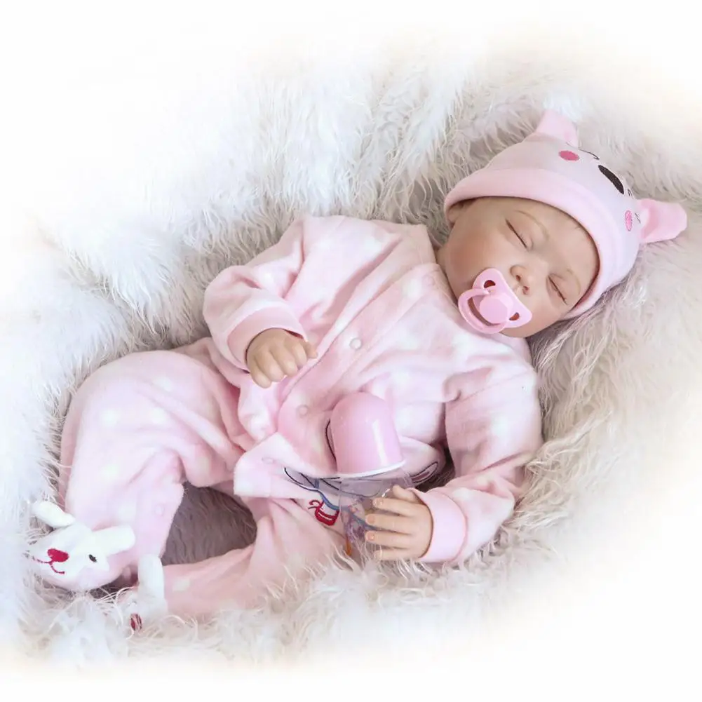 

Fashionable Lovely Play House Toy Simulation Baby Doll With Clothes Pink Size 22" Accompany You Movable Joints Of Arms And Legs