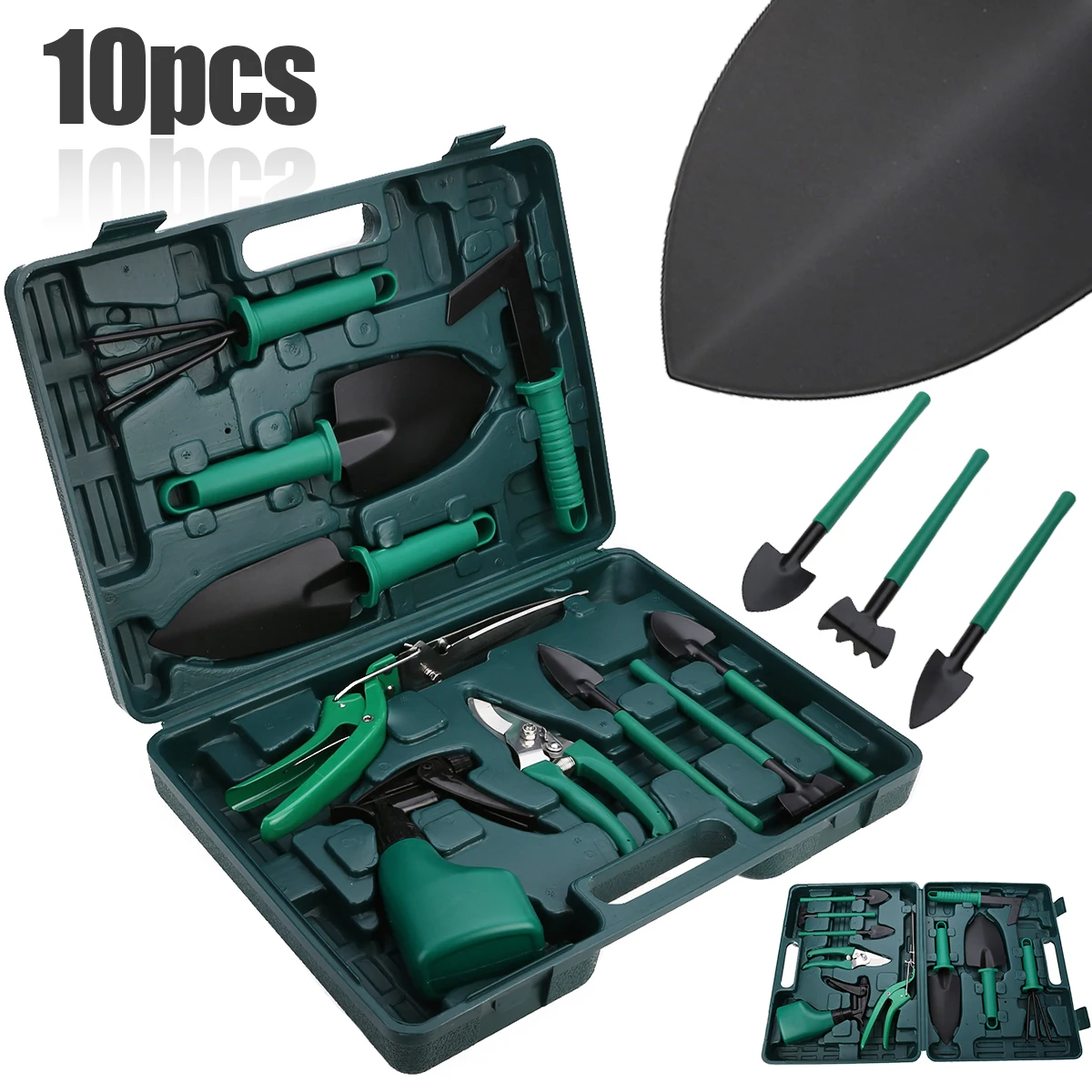 

10pcs/set Garden Tools Set Gardening Shovel Rake Gardener Bonsai Tools Set Tools Kit For Clipping Weeding Digging