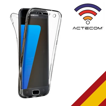 

ACTECOM Funda 360 Doble Gel Silicona Transparente para Samsung Galaxy j7 2017 Delantera Y Trasera