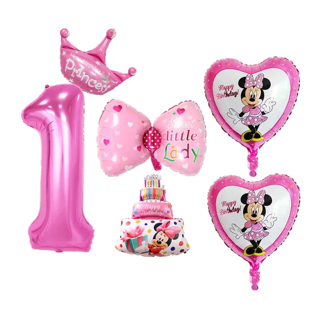 6pcs 1st Birthday Balloons Set Digital 1 Foil Balloons For Baby