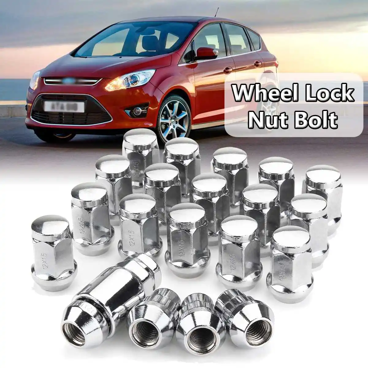 

21pcs M12x1.5 Alloy Wheel Locking Nuts Bolts Hex Taper For Ford /Focus /C-Max /Fiesta