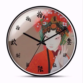 

New 3D Beijing Opera Wall Clock 12inch/14inch Silent Movement Wall Clock Modern Design Chinese Simple Wall Clock Large Size Home