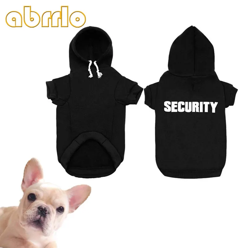 Abrrlo Black Dog Hoodie Letter Printing Hooded Dog Coat Costume Cotton