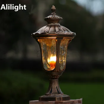 

Aluminum+glass Post Lamp Home Fixture Pillar Light E27 European Vintage Outdoor Lighting Landscape Lighting Bronze 100-240V LED