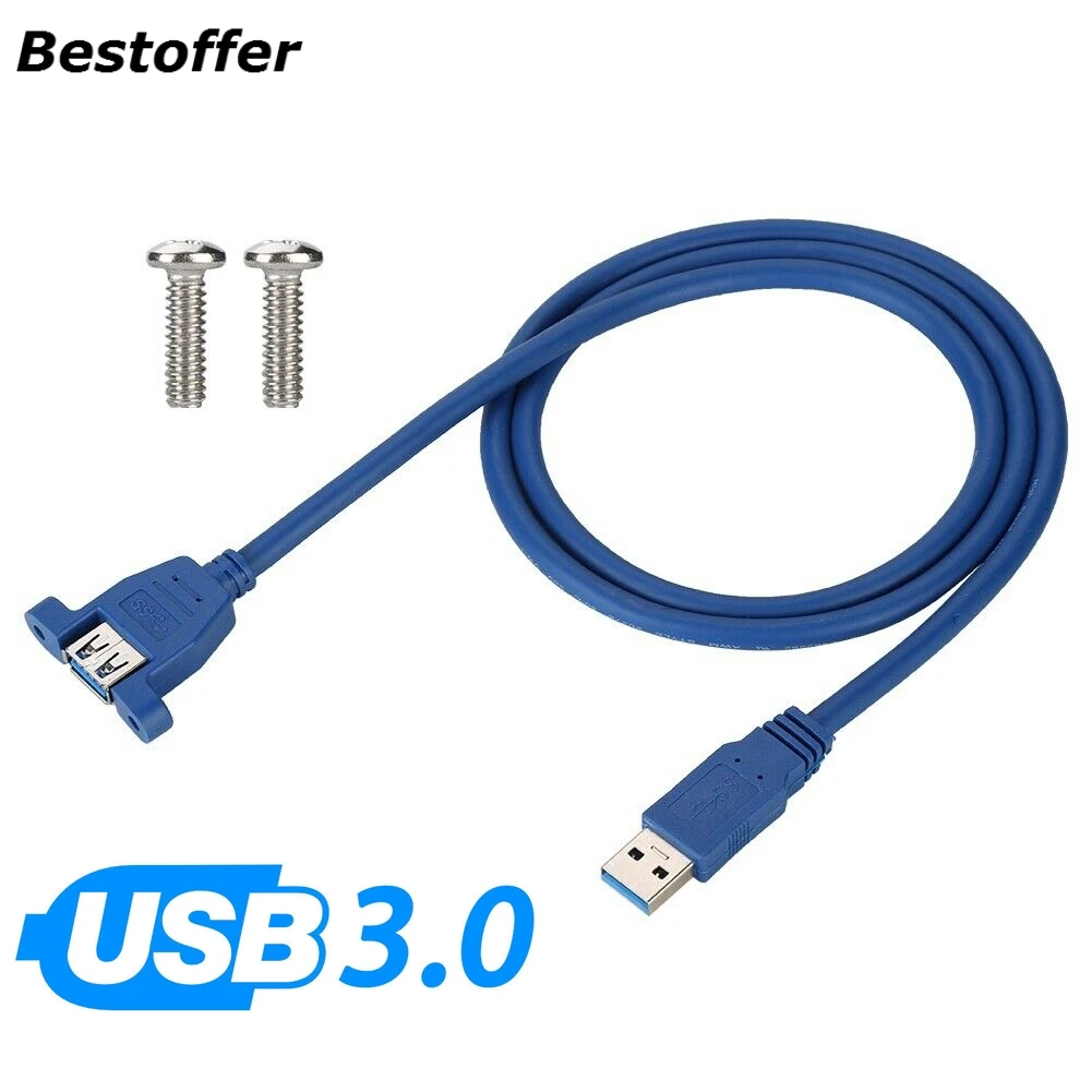 

10 Pcs/pack 30cm 50cm 60cm Usb 3.0 A Male To A Female Am To Af With Screw Hole Panel Mount Extension Cable Male To Female