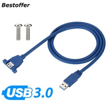 10 Pcs/pack 30cm 50cm 60cm Usb 3.0 A Male To A Female Am To Af With Screw Hole Panel Mount Extension Cable Male To Female usb 3 0 am to af extension cable 90cm length