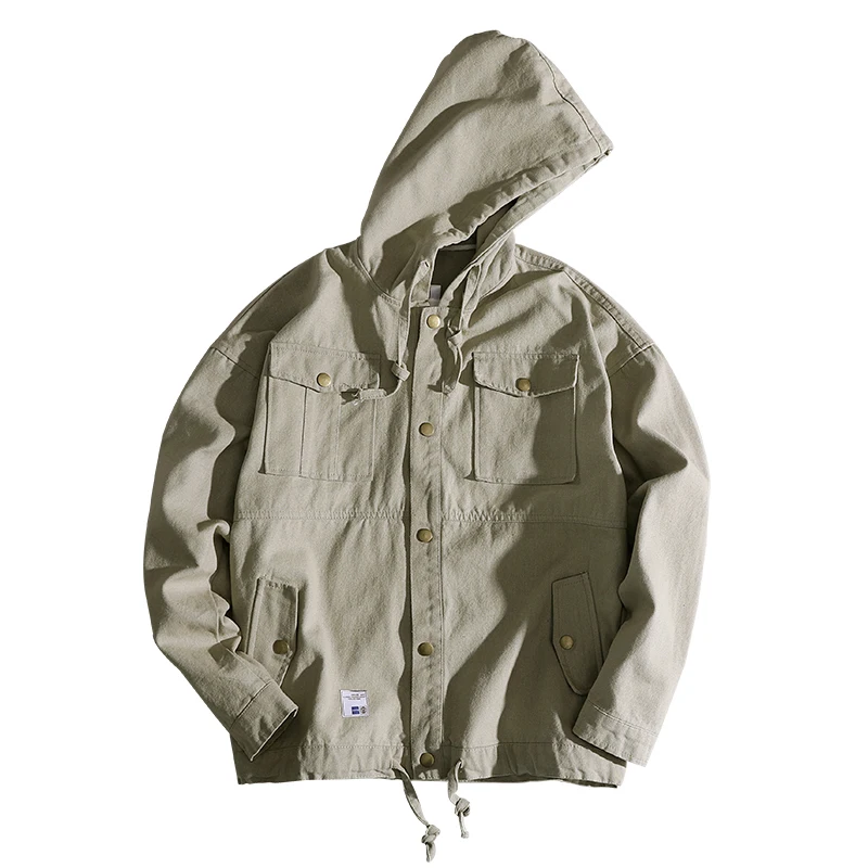 Autumn And Winter New Denim Jacket Men Fashion Solid Color Casual Hooded Denim Jacket Man Streetwear Hip Hop Loose Bomber Jacket