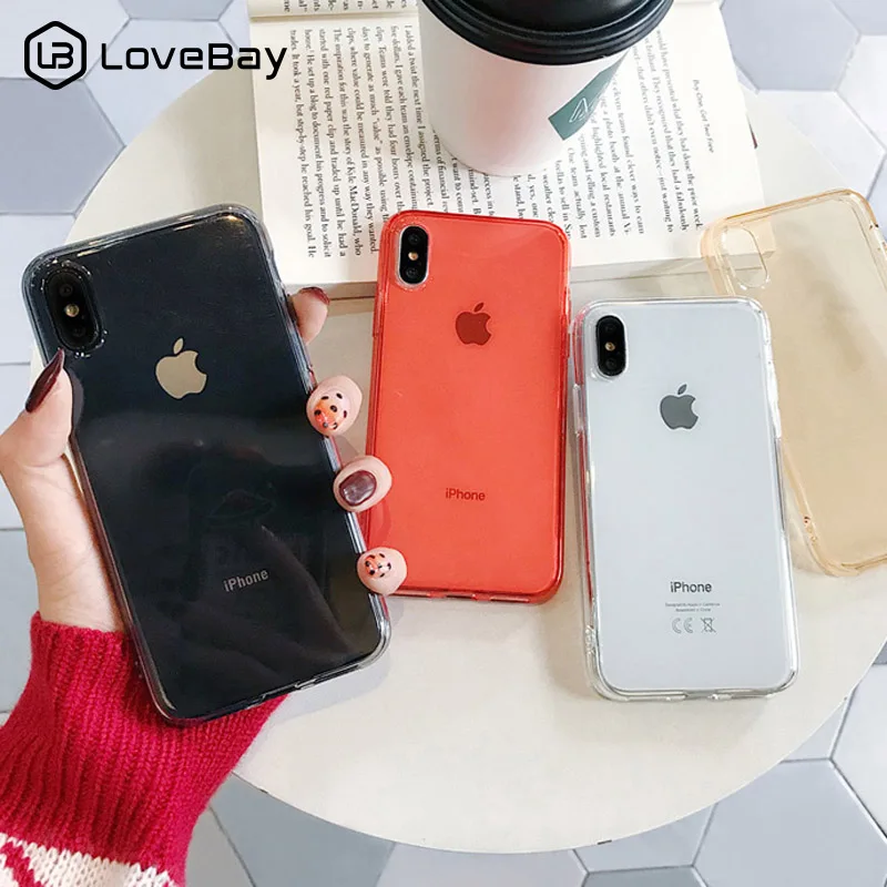 

Lovebay For iPhone 7 Case Transparent Colorful Solid Candy Soft TPU For iPhone X 6 6s 7 8 Plus XR XS Max Phone Cases Back Cover