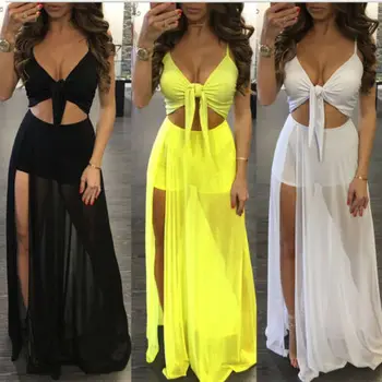 Women Solid Sexy Sleeveless V neck Summer Holiday Chiffon Party Evening Beach Dresses Long Maxi Dress Sundress summer deep v neck high waist maternity maxi dresses sleeveless draping long evening gown for pregnant women dinner slim dress