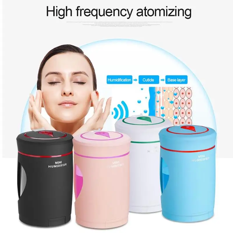 

5 in 1 220ml USB Air Humidifier Mini Air Fresher Mobile Bracket Charging Power Bank Fan Beauty Instrument 7 Color LED Lights