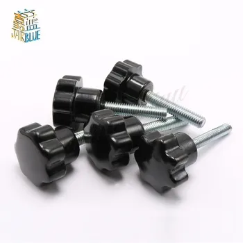 

2pcs M10*20/25/30/40/50mm Bakelite Hand Tighten Screw Handle 40mm Star Hex Hand Knob Tightening Screw Wood Plum Bolt threaded