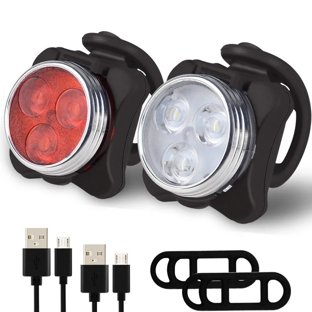 

Rechargeable USB LED Bike Light Flashlight Waterproof IPX4 4 modes 3 LEDs Bicycle Light With Mount Bicycle Accessories