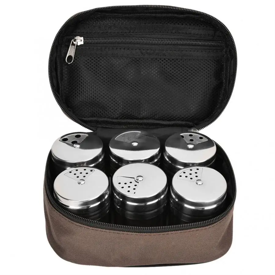

6pcs Stainless Steel Spice Jars Set Cans for Herb Salt Pepper Spices Magnetic Spice Tins Condiment Pot Storage Containers Bag