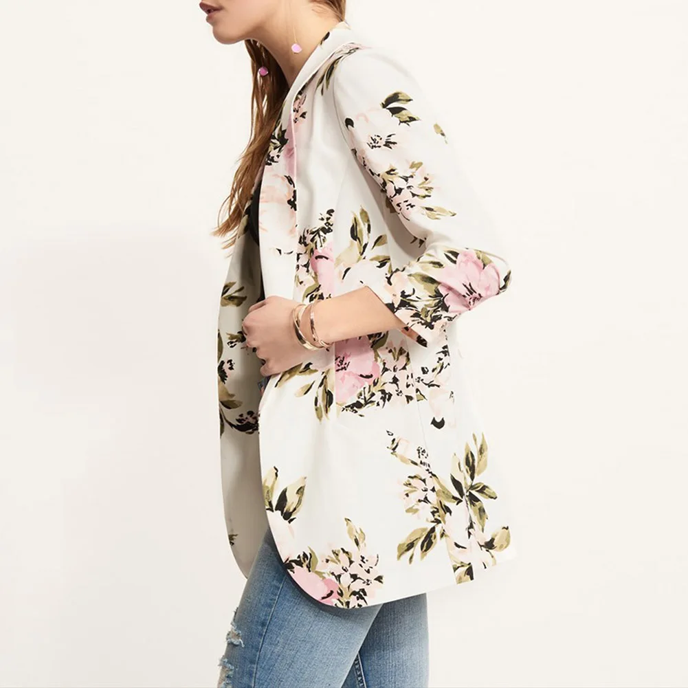 Women Blazer Suit 2018 New Fashion Chic Ol Size Plus Floral Printed Business Coat Office Lady Long Sleeve Office Jacket Outwear