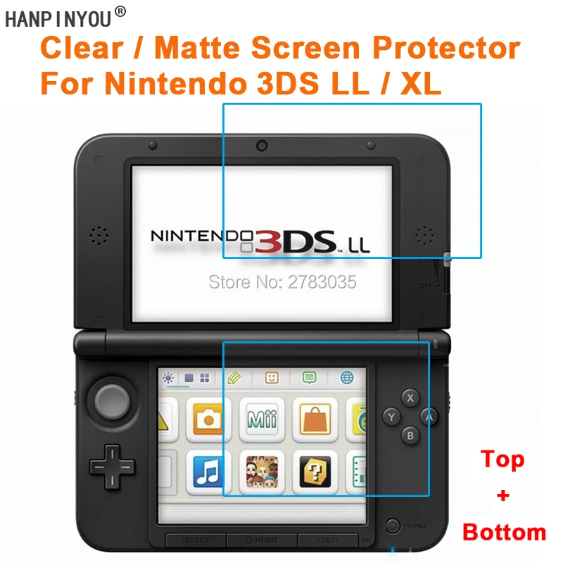 Für Nintendo 3DS LL/XL (Top + Bottom) klare Glossy/Anti-Glare  