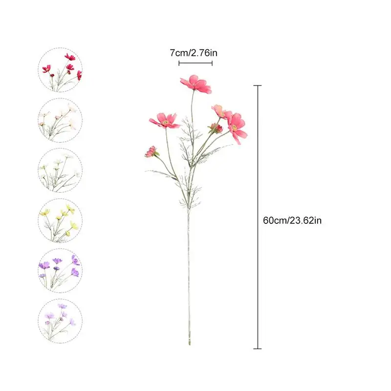 

Simulation Plant Flower 60x7cm Spring 6 Head Cosmos Artificial Flower Family Bedroom Table Wedding Decoration Supplies
