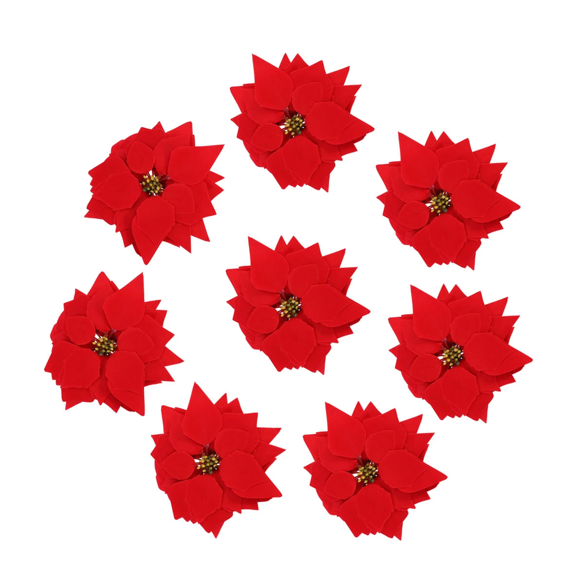 

50pcs Artificial Poinsettia Floral Heads Christmas Tree Decorations Xmas Front Door Fake Flower Hanging Decorative Home Decor