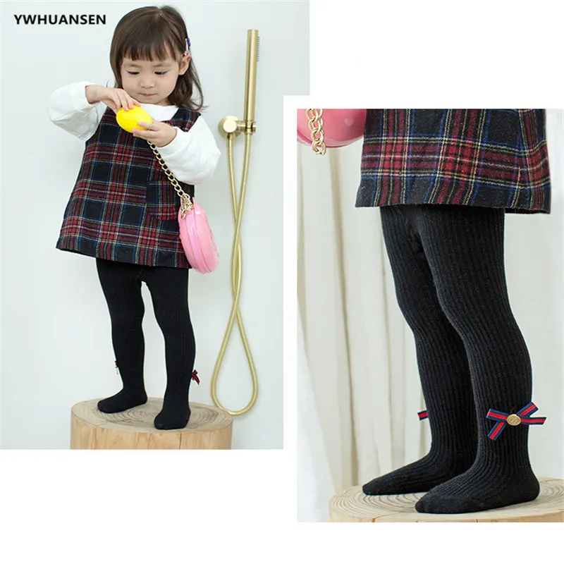 0-8 Yrs Children Cotton Baby Girls Pantyhose Spring Autumn Winter Bowknot Tights Kids Infant Knitted Collant Tights knit tights girls pantyhose children stockings