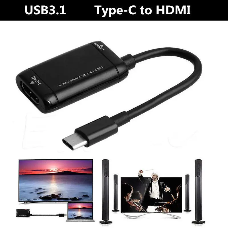 USB C type к HDMI адаптер 3 1 кабель для MHL Android телефон планшет черный| |