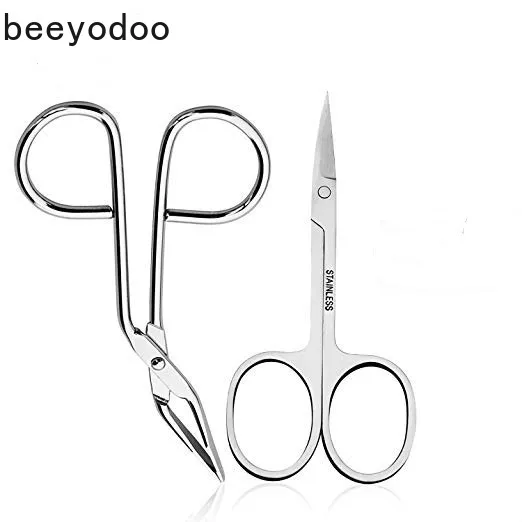Facial Hair Scissor & Beard Tweezers Set Professional Safety Use for Eyebrows Nose Hair Ear Hair