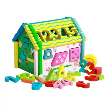 

Kids Wooden House Toys Digital Number House Building Blocks Educational Learning Intellectual Toys For Children and Baby