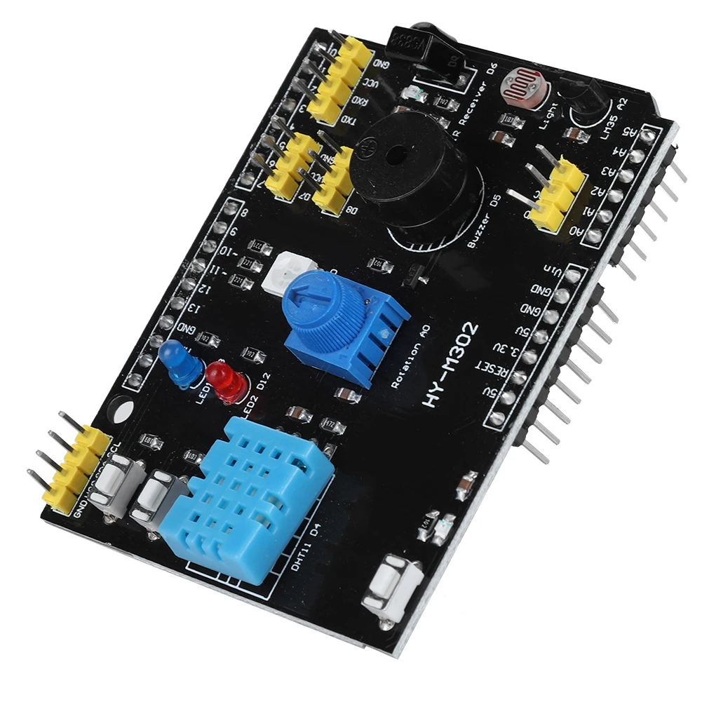 9 в 1 Многофункциональный модуль Плата расширения зуммер для UNO Arduino LM35/DHT11