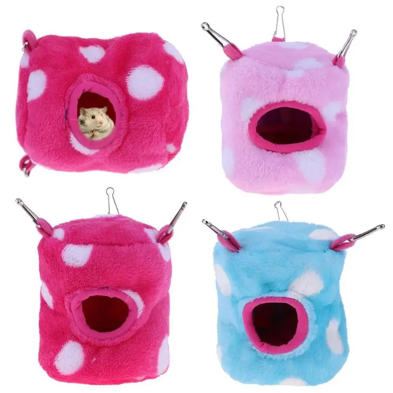 

Pet Hanging House Hammock Rat Hamster Flannel Sleeping Nest Bed Cage for Small Animals Hamster Cage S/L for Parrot Rat