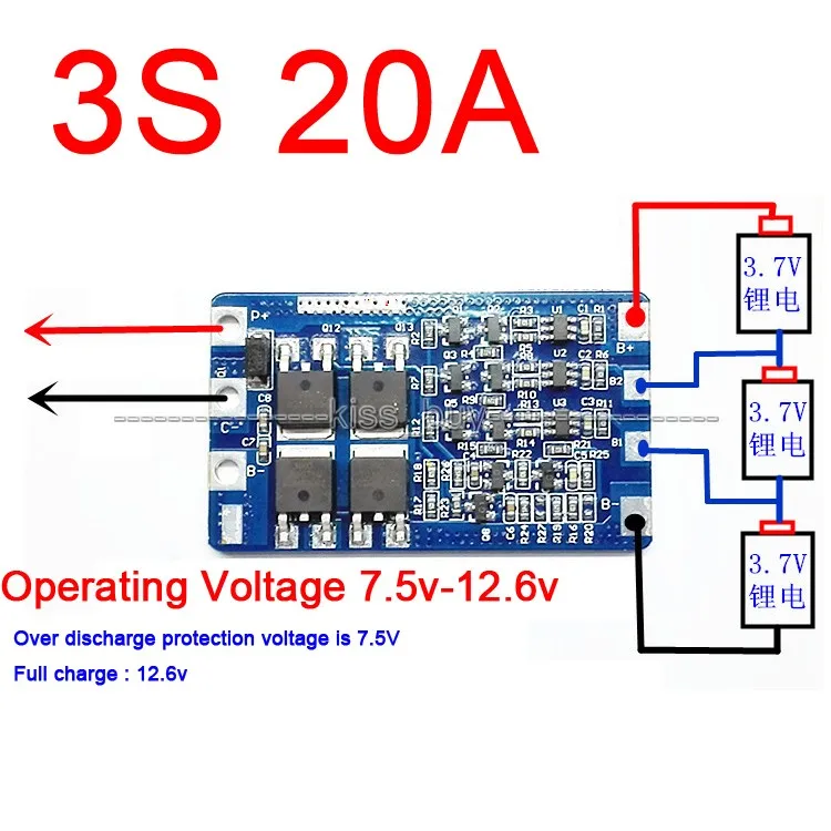 3S 20A литий ионная батарея 18650 BMS Защита печатной платы 11 1 v 12 6 ячейка|protection board|18650