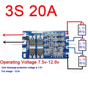 

3S 20A Li-ion Lithium 18650 Battery BMS Protection PCB Board 11.1v 12.6v Cell