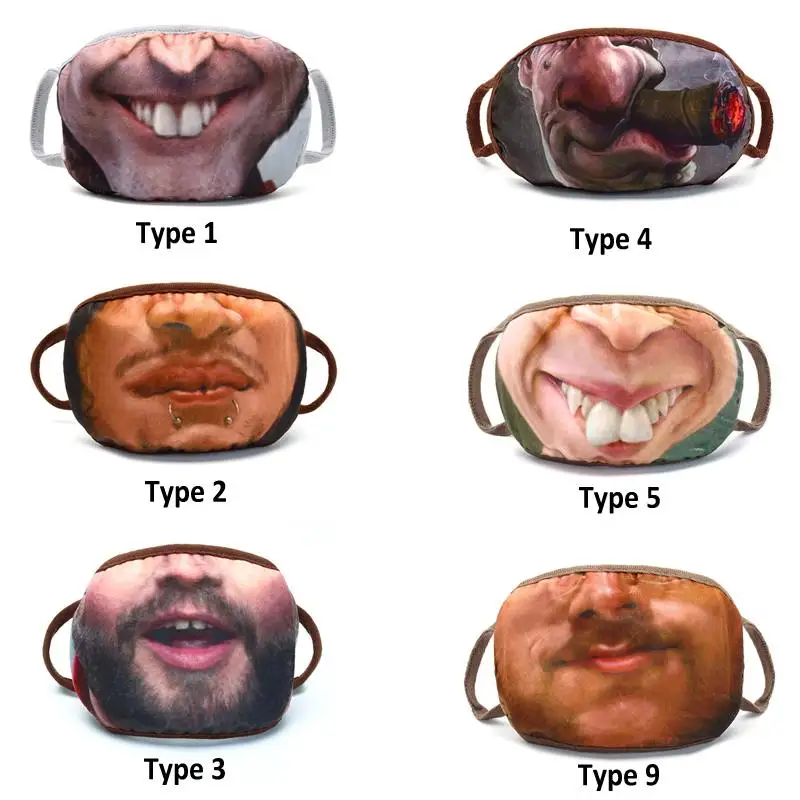 Забавная 3D маска для рта для лица против пыли Maks защита для полости рта ветрозащитные маски для лица Уход за здоровьем подарок